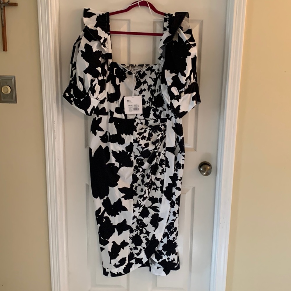 Christopher John Roberts for Target NWT 16W/18W black floral faux wrap dress